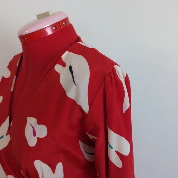 Wrap Dress  ORLEON DE PARIS Vintage Women Shoulder Padded Multicolor Size 7 - Picture 10 of 16